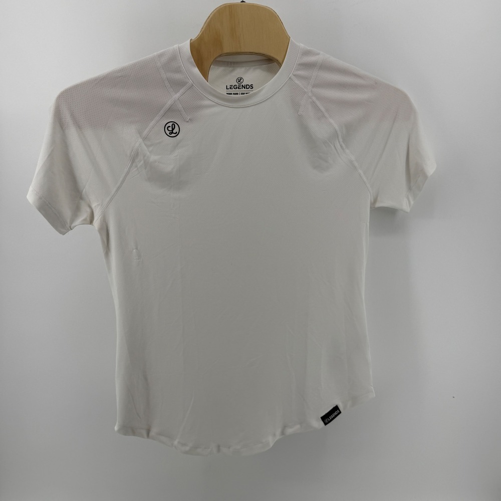 Legends Mens Training T-Shirt White Mesh Panel Athletic Gym Workout Top Size M